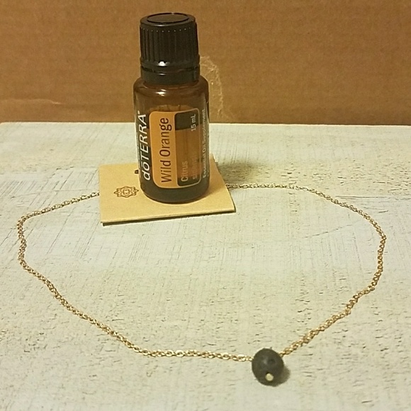 LAST ONE! Drop lava stone gold tone necklace - Picture 3 of 5